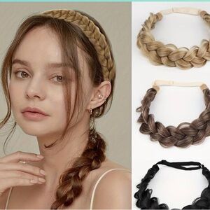 DIGUAN 2 Strands Synthetic Hair Braided Headband Classic Chunky Plaited Braids